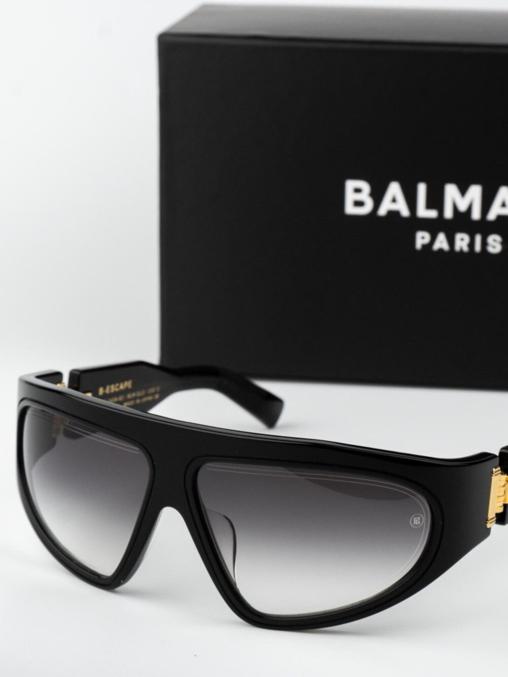 Balmain Men Sunglasses Titanium Black Gold Gradient Wraparound B-ESCAPE BPS-143A
